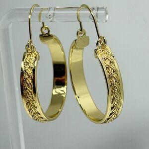 Braided designs 14k Yellow Gold electro filled Hoop Earrings for Women